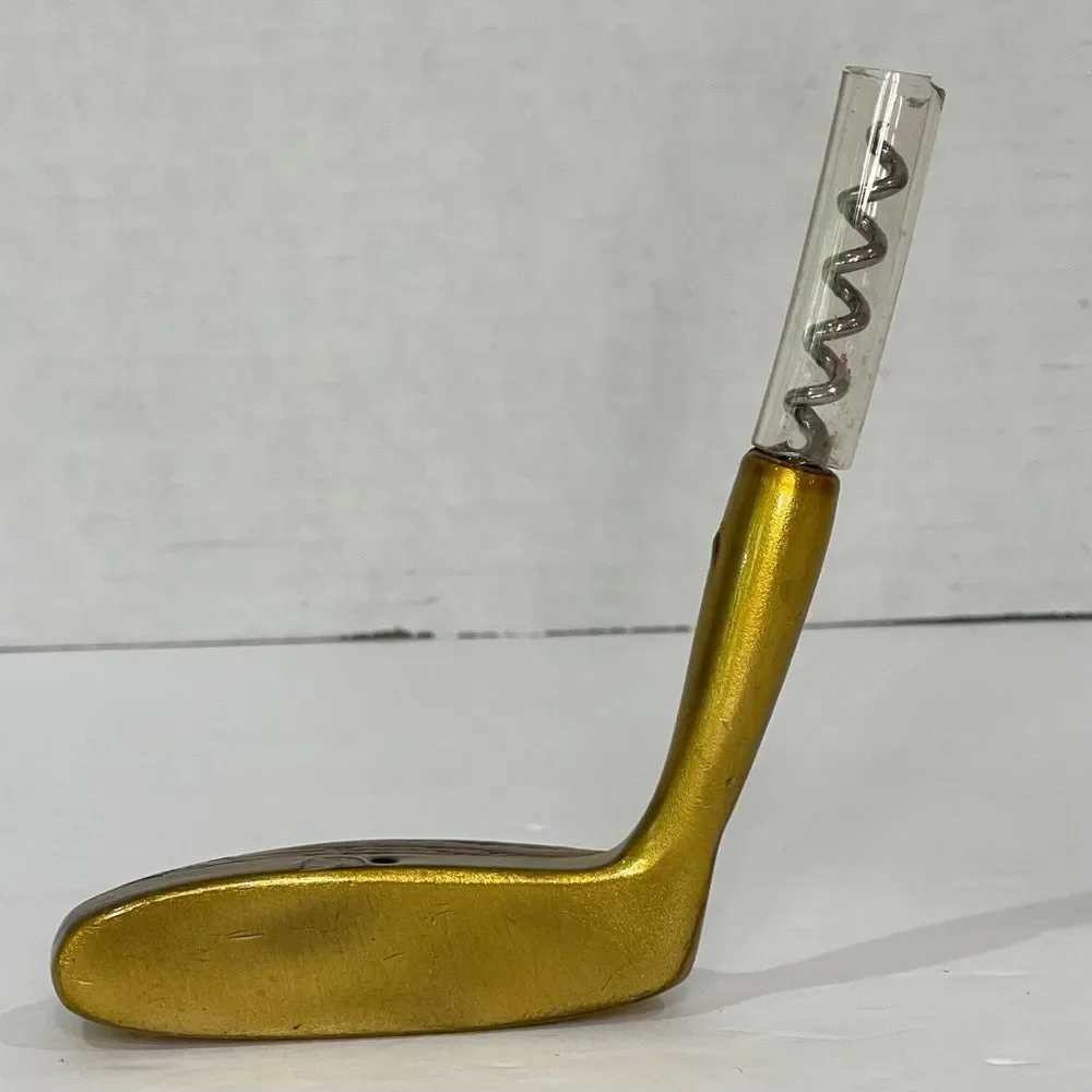 Golf Putter Corkscrew Brass Varnished  Wood Barware Mancave Rustic Unique Bar